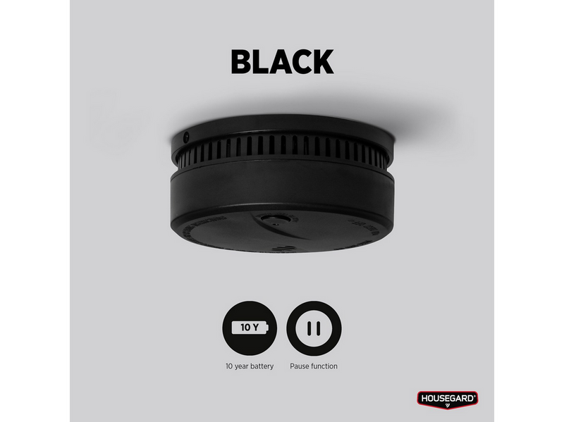 Housegard Optical smoke alarm, 10Y, Black