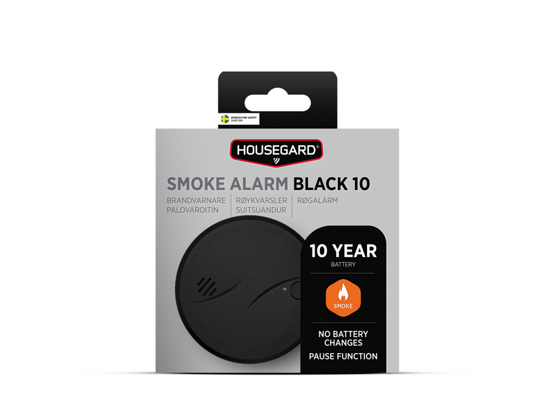 Housegard Optical smoke alarm, 10Y, Black