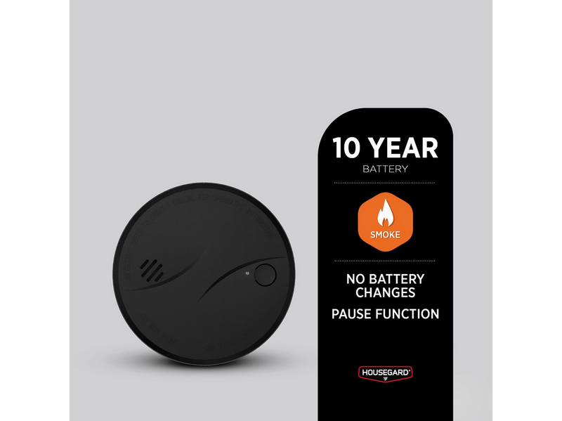 Housegard Optical smoke alarm, 10Y, Black