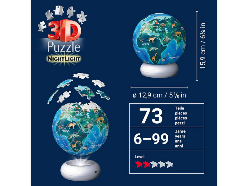 Ravensburger 3D Puzzle-Ball Nightlight The Earth by Night (72) 3D Puzzle