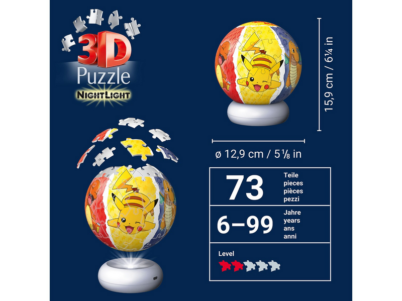 Ravensburger 3D Puzzle-Ball Nightlight Pokémon (72) 3D Puzzle