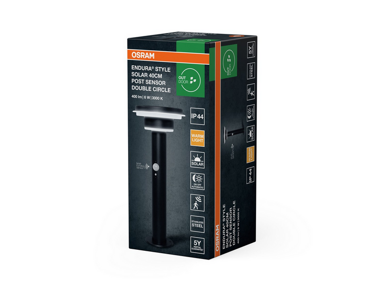 Osram ENDURA Style Solar Double Circle Post 600lm 6W/830 400mm black