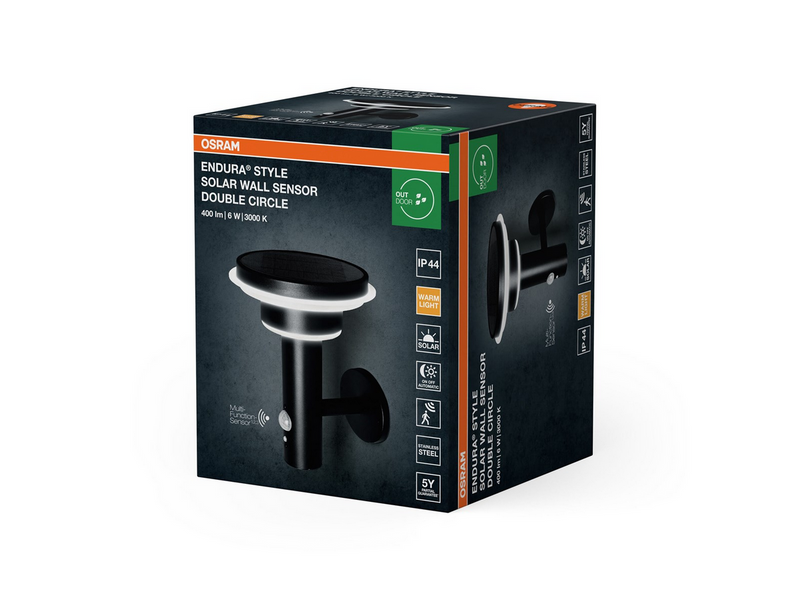 Osram ENDURA Style Solar Double Circle Wall 400lm 6W/830 70mm black