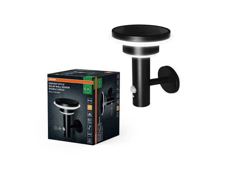 Osram ENDURA Style Solar Double Circle Wall 400lm 6W/830 70mm black