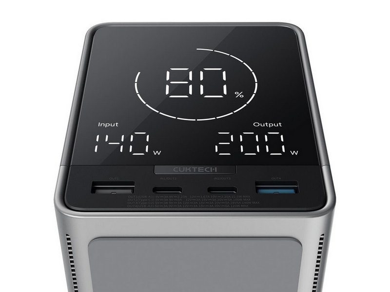 CUKTECH Powerbank 300W with 2x USB-C + 2x USB-A - 40000 mAh
