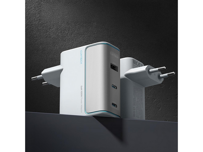 CUKTECH AD1003EU 100W GaN 2x USB-C + USB-A Wall Charger with Cable - White