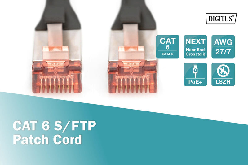 DIGITUS Patch-Kabel RJ-45 (M) zu RJ-45 (M) 3m Kupfer S/FTP Cat 6 schwarz (DK-1644-030/BL)