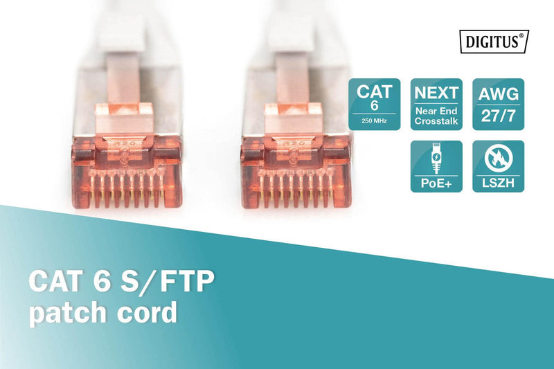 DIGITUS Patch-Kabel RJ-45 (M) zu RJ-45 (M) 0.5m Kupfer S/FTP Cat 6 grau (DK-1644-005)