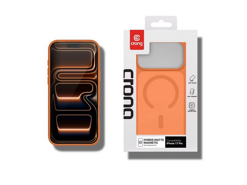 CRONG Hybrid Matte Magnetic - MagSafe iPhone 17 Pro Case (Orange)