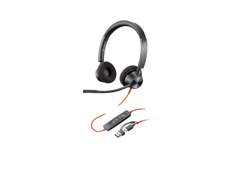 HP Poly Blackwire 3320 Stereo USB-C Headset +USB-C/A Adapter (8X219AA)