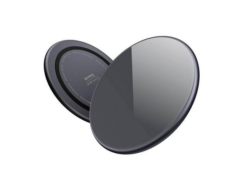CRONG PowerSpot Fast Wireless Charger – Aluminum 15W USB-C Qi Wireless Charger with Tempered Glass Cover (Shadow Black)