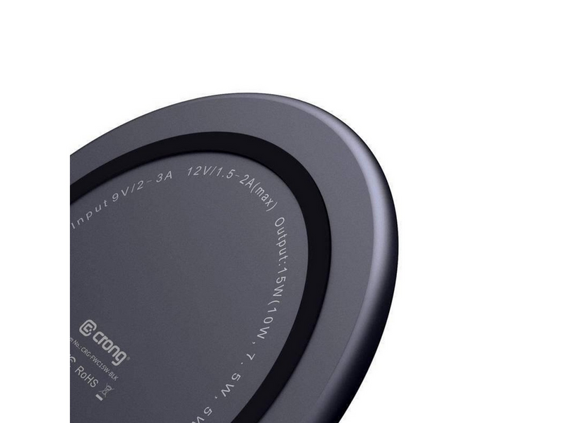 CRONG PowerSpot Fast Wireless Charger – Aluminum 15W USB-C Qi Wireless Charger with Tempered Glass Cover (Shadow Black)