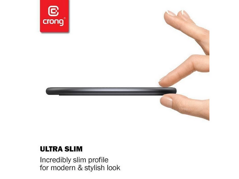 CRONG PowerSpot Fast Wireless Charger – Aluminum 15W USB-C Qi Wireless Charger with Tempered Glass Cover (Shadow Black)
