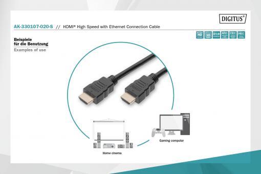 DIGITUS HDMI mit Ethernet-Anschlusskabel High Speed 2m