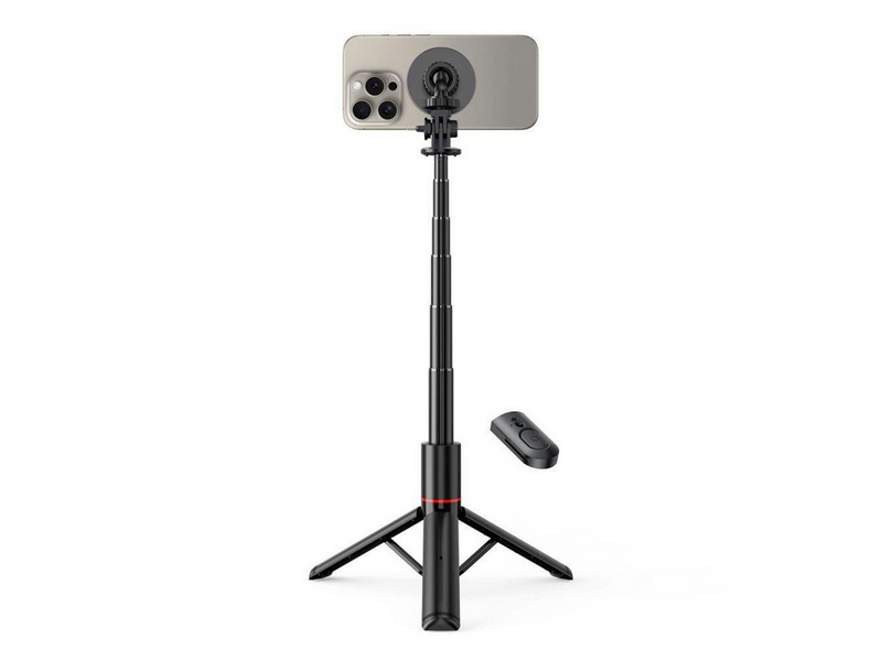 Tech-Protect L06S Bluetooth magnetic selfie stick with MagSafe remote control tripod up to 82cm and 360 head - black