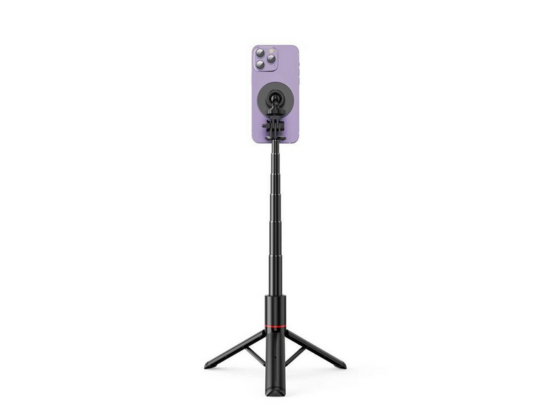 Tech-Protect L06S Bluetooth magnetic selfie stick with MagSafe remote control tripod up to 82cm and 360 head - black
