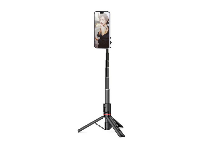 Tech-Protect L06S Bluetooth magnetic selfie stick with MagSafe remote control tripod up to 82cm and 360 head - black