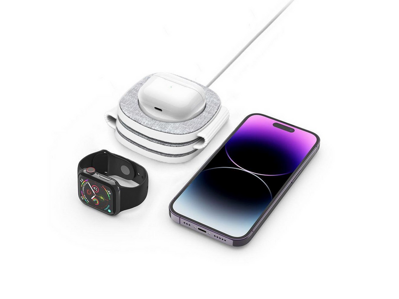 Tech-Protect QI15W-A32 3in1 Inductive Charger with MagSafe for Smartphone / Apple Watch / AirPods - Grey
