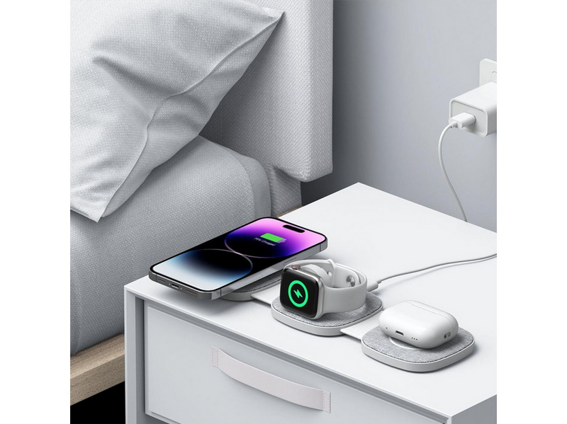 Tech-Protect QI15W-A32 3in1 Inductive Charger with MagSafe for Smartphone / Apple Watch / AirPods - Grey