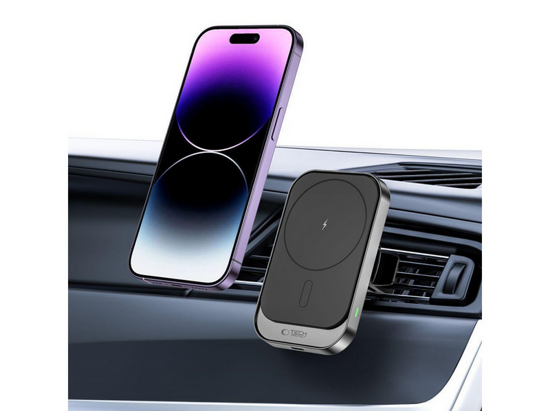 Tech-Protect CW19 Car Magnetic MagSafe Holder with 15W Inductive Charger for Ventilation Grille - Black