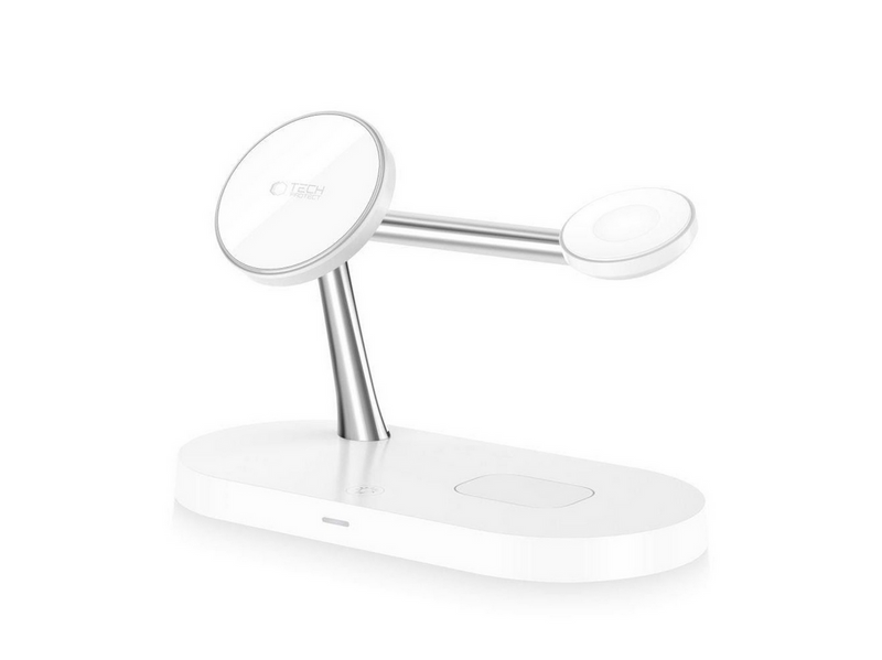 Tech-Protect A12 3in1 MagSafe Inductive Charger for Smartphone / Headphones / Smartwatch - White