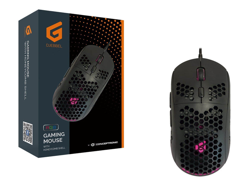 Conceptronics Conceptronic DJEBBEL04B 6D - mouse - honeycomb shell - USB 2.0 - black - Maus (Schwarz)