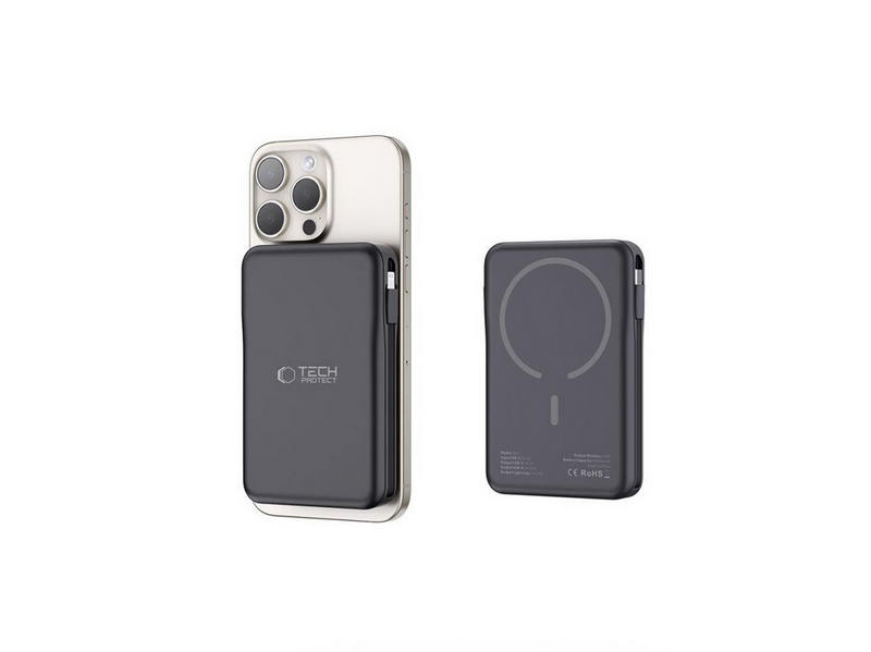 Tech-Protect LifeMag PB31 Power Bank with MagSafe 10000mAh 15W USB-C / USB-A / Built-in USB-C / Lightning Cables - Black - 10000 mAh