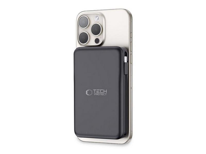 Tech-Protect LifeMag PB31 Power Bank with MagSafe 10000mAh 15W USB-C / USB-A / Built-in USB-C / Lightning Cables - Black - 10000 mAh