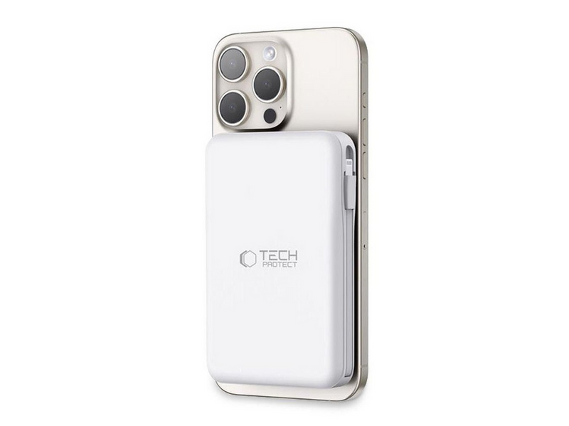 Tech-Protect LifeMag PB31 Power Bank with MagSafe 10000mAh 15W USB-C / USB-A / Built-in USB-C / Lightning Cables - White - 10000 mAh