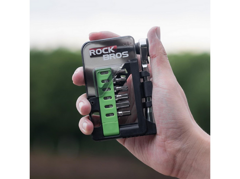 Rockbros Bike Tool Set with Mini Ratchet and Bits - Translucent Green
