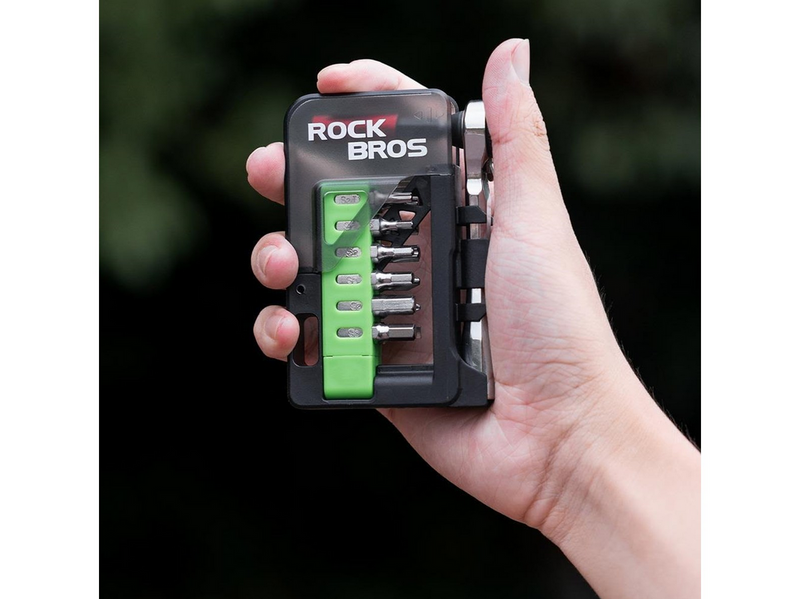 Rockbros Bike Tool Set with Mini Ratchet and Bits - Translucent Green