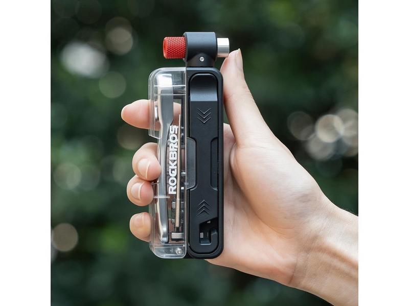 Rockbros Multitool Bike Tool Set with CO2 Pump and Ratchet Wrench - Black