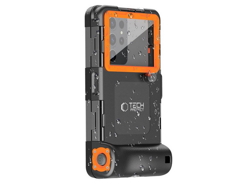 Tech-Protect Waterproof Case IPX8 Waterproof for Smartphones 4.7-6.7" - Black/Orange
