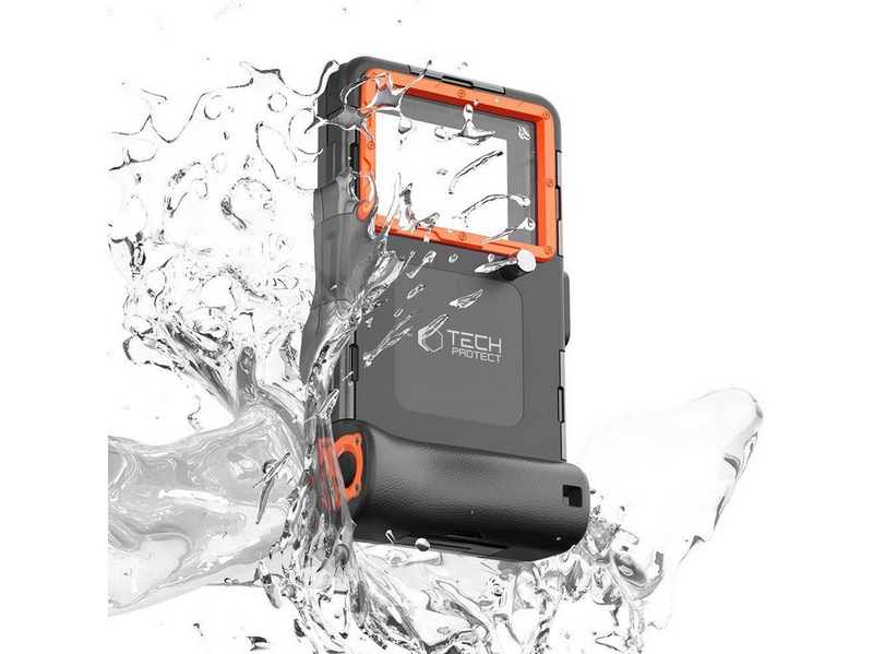 Tech-Protect Waterproof Case IPX8 Waterproof for Smartphones 4.7-6.7" - Black/Orange