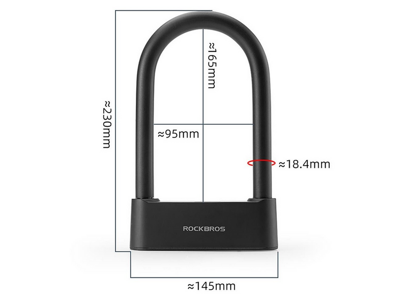 Rockbros 32210818001 SMART Bicycle Lock with Fingerprint Reader and Bluetooth Connectivity - Black