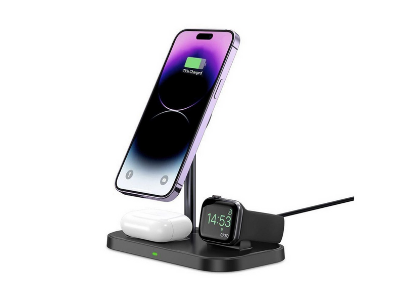 Tech-Protect QI15W-A22 Inductive MagSafe Charger with 3in1 MagSafe Stand for Smartphone / Apple Watch / AirPods - Black