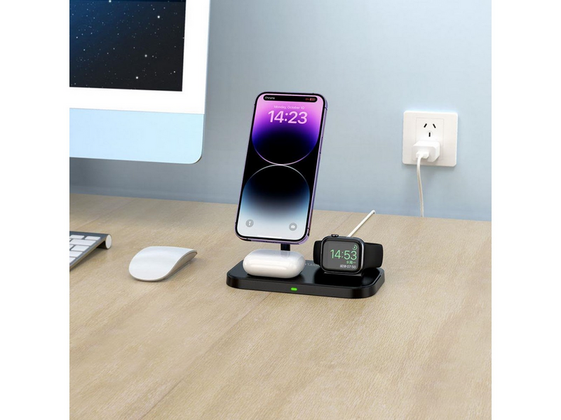 Tech-Protect QI15W-A22 Inductive MagSafe Charger with 3in1 MagSafe Stand for Smartphone / Apple Watch / AirPods - Black