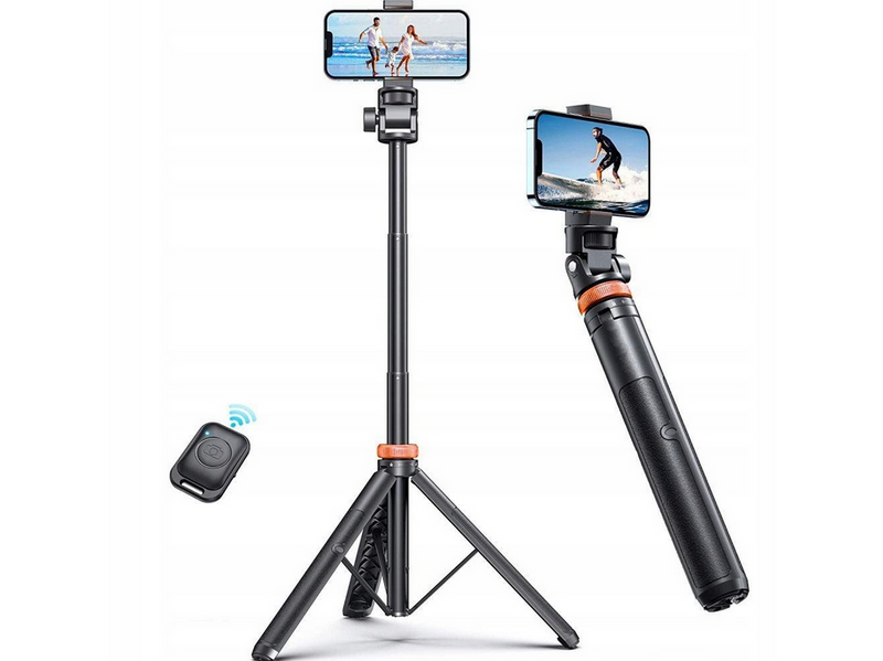 Tech-Protect L03S Bluetooth Selfie Stick with Remote Control Tripod up to 148cm and 180 Head - Black