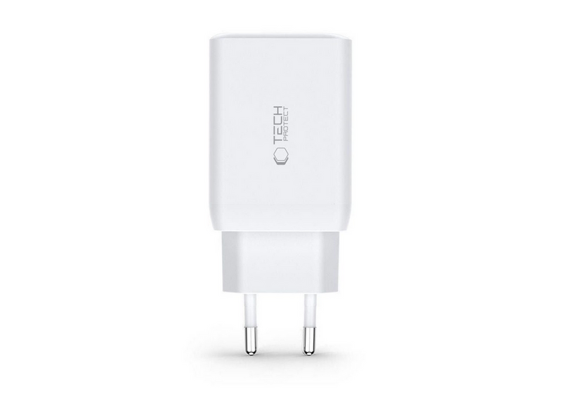 Tech-Protect C65W AC Charger 2x USB-C PD 65W / USB-A QC 3.0 - White