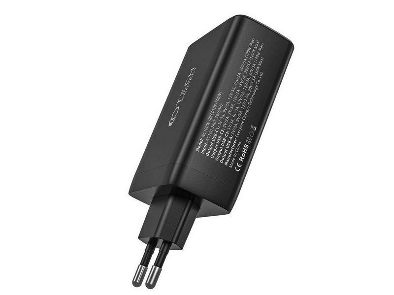 Tech-Protect NC100W-GAN GaN 3x USB-C PD 100W / USB-A QC 3.0 Charger - White