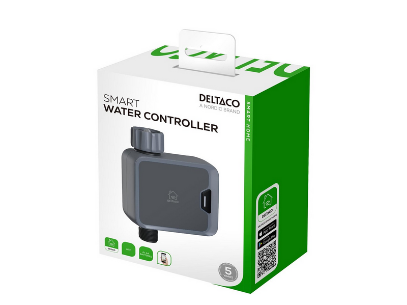 Deltaco SMART HOME WiFi Water Controller Battery-Powered IP54 Fits 1" 1/2" & 3/4" Taps