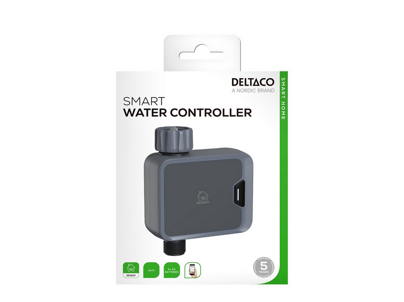 Deltaco SMART HOME WiFi Water Controller Battery-Powered IP54 Fits 1" 1/2" & 3/4" Taps