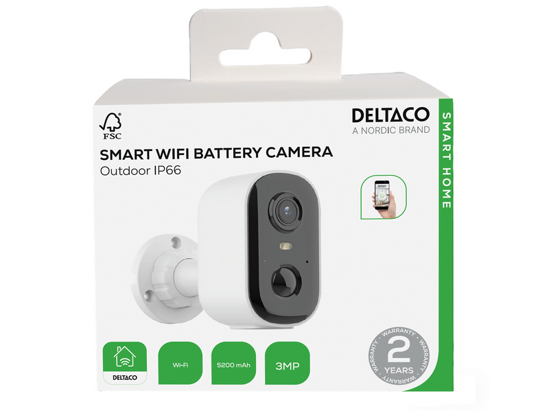 Deltaco SMART HOME Battery powered WiFi camera outdoor use IP66 3MP