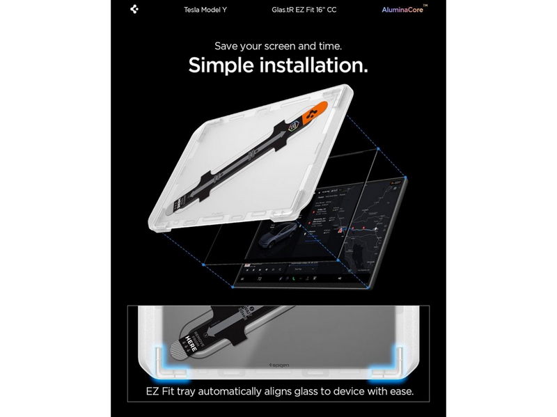 Spigen GLAS.tR EZ Fit | 16 inch - Tesla Model Y Screen Protector