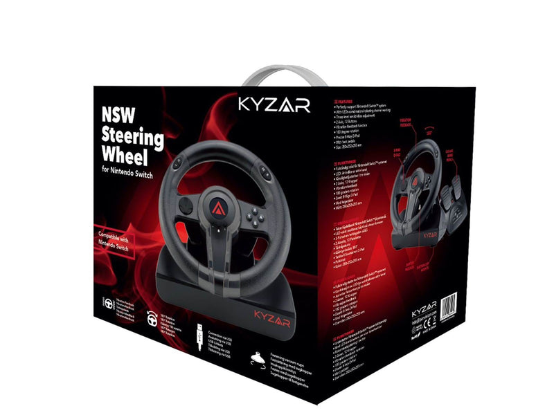 Kyzar Switch Racing Wheel - Wired Steering wheel & Pedal set - Nintendo Switch