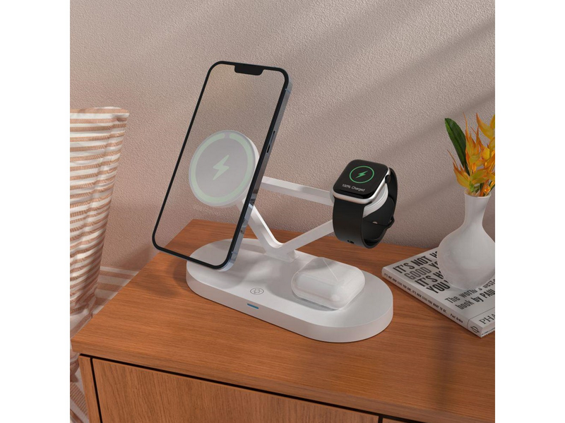 Tech-Protect QI15W-A41 3in1 Wireless Charger with MagSafe for Apple Devices - White