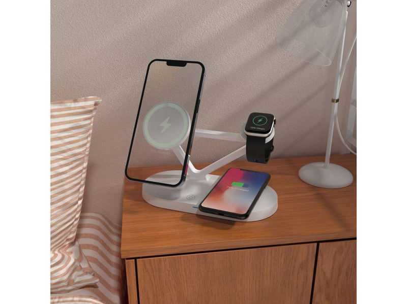 Tech-Protect QI15W-A41 3in1 Wireless Charger with MagSafe for Apple Devices - White