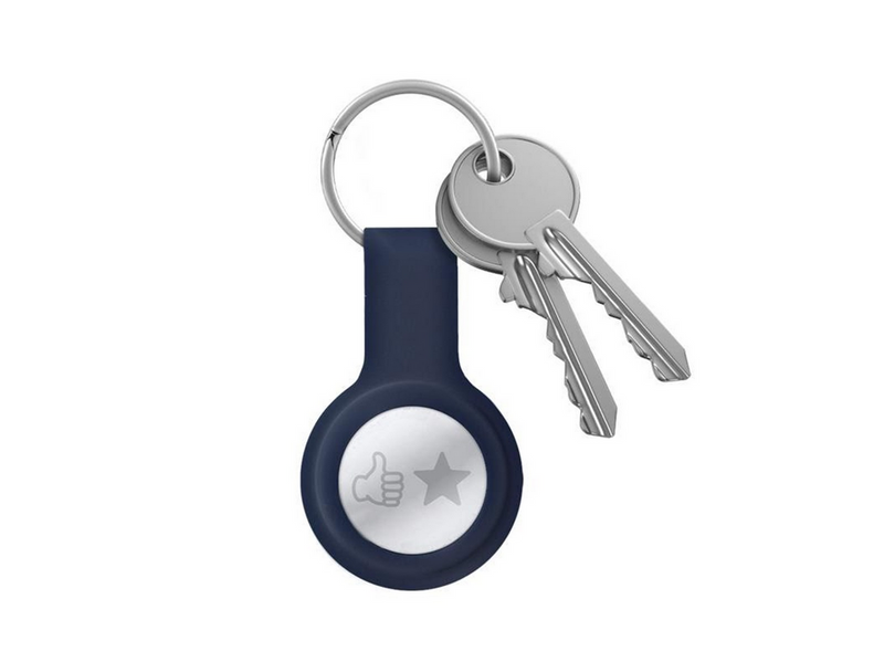 CRONG Silicone Case with Key Ring – Protective keychain case for Apple AirTag 1/2 - navy blue