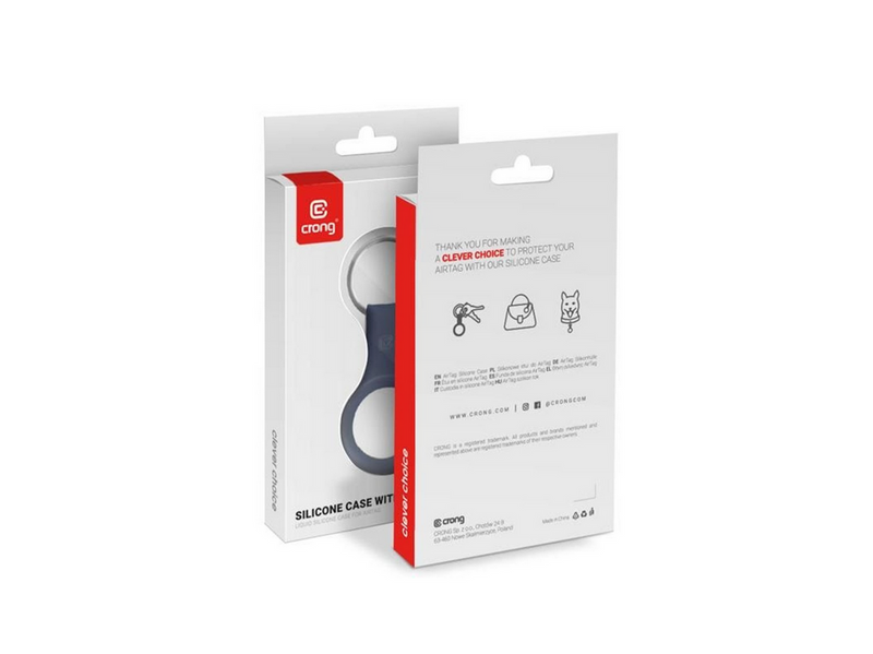 CRONG Silicone Case with Key Ring – Protective keychain case for Apple AirTag 1/2 - navy blue
