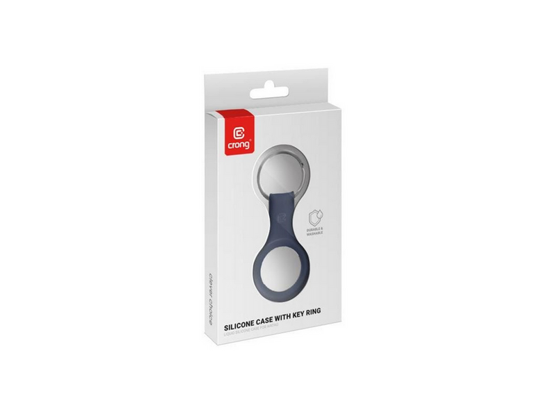 CRONG Silicone Case with Key Ring – Protective keychain case for Apple AirTag 1/2 - navy blue